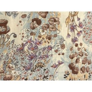 Vintage 70s Floral Cotton Fabric Meadow Print Cottagecore Prairie Yardage Boho